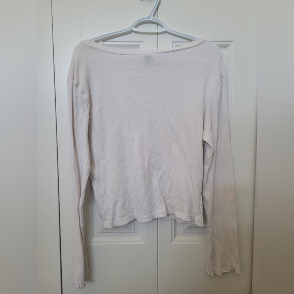 Lettuce Trim Rib Knit Long Sleeve Top - Picture 3 of 3